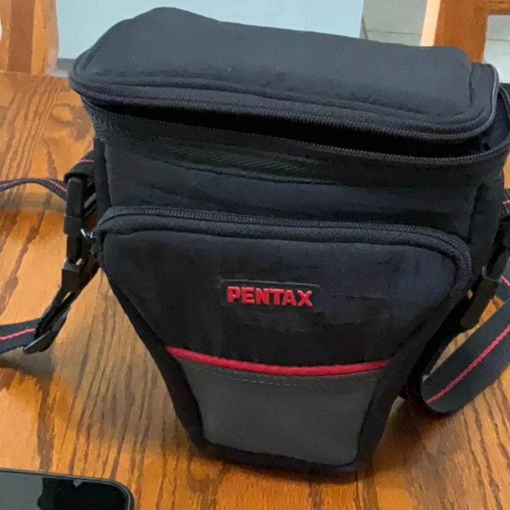 Genuine Pentax Camera Bag with two Zippered Compartments with Shoulder Strap.